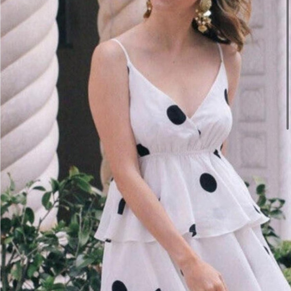 Elegant White Polka Dot Dress